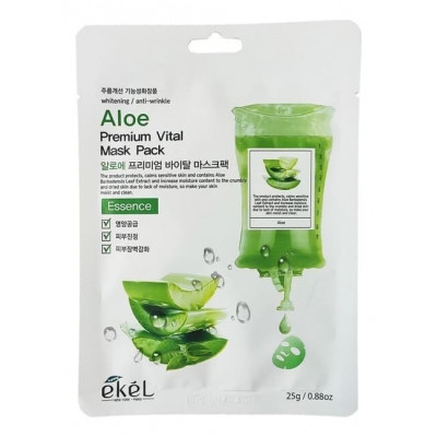 EKEL Aloe Premium Vital Mask Pack Антивозрастная тканевая маска для лица с экстрактом алоэ 25мл
