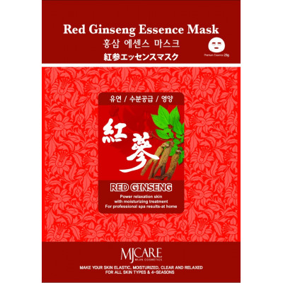 MJCARE RED GINSENG ESSENCE MASK Тканевая маска  для лица с экстрактом красного женьшеня 23г
