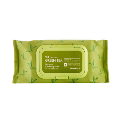 TONYMOLY THE CHOK CHOK GREEN TEA No-Wash Cleansing Tissue Салфетки для снятия макияжа с экстрактом зеленого чая 100шт