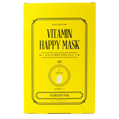 KOCOSTAR VITAMIN HAPPY MASK Тканевая маска для лица с витаминами С и Е 23мл