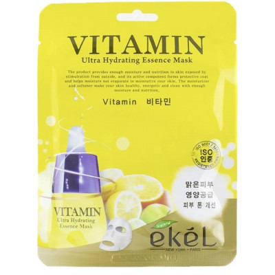 EKEL Vitamin Premium Vital Mask Pack Антивозрастная тканевая маска для лица обогащенная витаминами 25мл