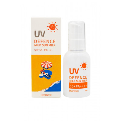 DEOPROCE UV DEFENCE MILD SUN MILK SPF50+ PA++++ Мягкое солнцезащитное молочко для лица и тела 55мл