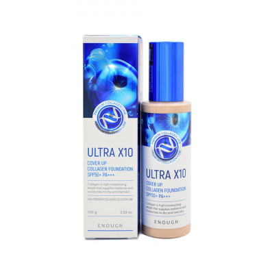 ENOUGH Ultra X10 Cover Up Collagen Foundation SPF50+ PA+++ #21 Тональный крем с коллагеном 100г
