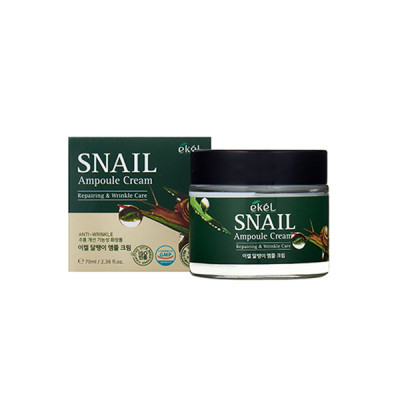 EKEL Snail Ampule Cream Ампульный крем для лица с муцином улитки 70мл