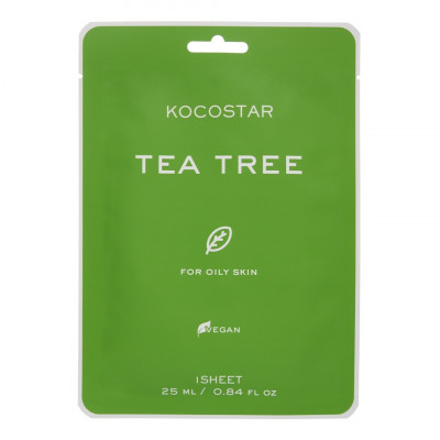 KOCOSTAR Vegan MASK TEA TREE Тканевая маска для жирной кожи с экстрактом чайного дерева