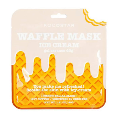 KOCOSTAR WAFFLE MASK Ice Cream Тканевая маска для лица с вафельной текстурой с экстрактом ванили 40г