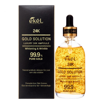EKEL Gold Solution Luxury 24K Ampoule Антивозрастная сыворотка для лица с частицами коллоидного золота 100мл