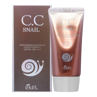 EKEL Snail CC Cream SPF50+ PA+++ СС крем с муцином улитки 50мл