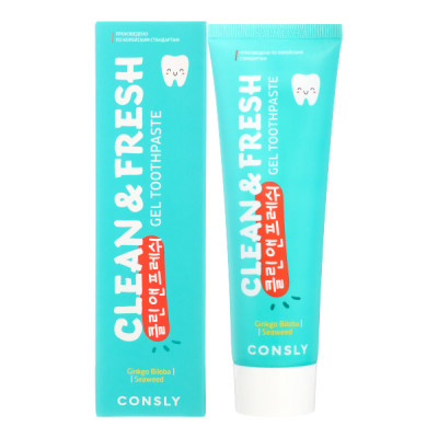 CONSLY Clean&Fresh Gingko Biloba & Seaweed Gel Toothpaste Гелевая зубная паста Clean&Fresh с экстрактами гинкго билоба и морских водорослей 105г