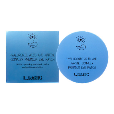 L.SANIC Hyaluronic Acid And Marine Complex Premium Eye Patch Гидрогелевые патчи для области вокруг глаз с гиалуроновой кислотой и экстрактом водоросле 60шт